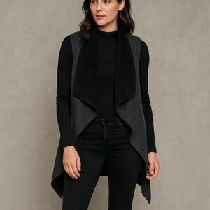 Splendid Gray & Black Sherpa-Style Faux Fur Vest